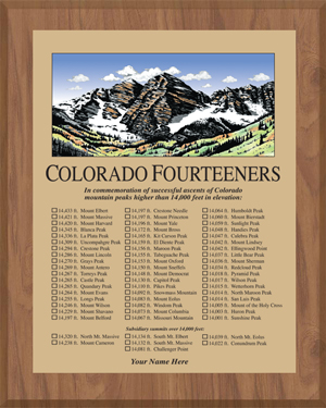 Colorado Fourteeners Plaque